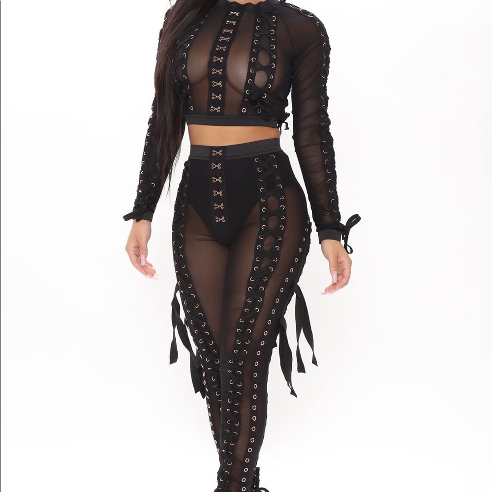 ‼️SOLD ON A DIFFERENT PLATFORM ‼️ Sheer lace up pant set